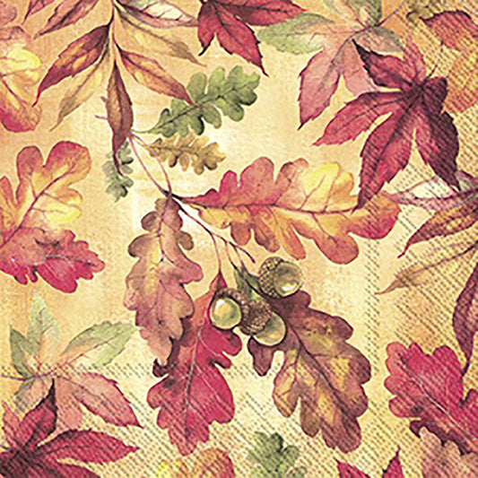 Bright Autumn Leaves IHR Paper Cocktail Napkins 25 cm square 3 ply 20 pack