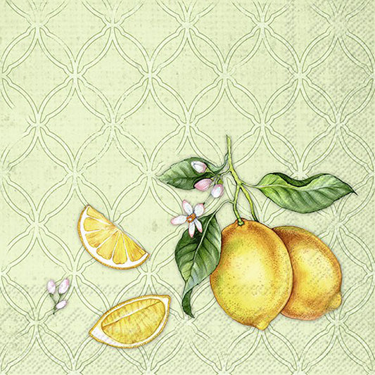 Citrons Green Lemons IHR Paper Cocktail Napkins 25 cm square 3 ply 20 pack