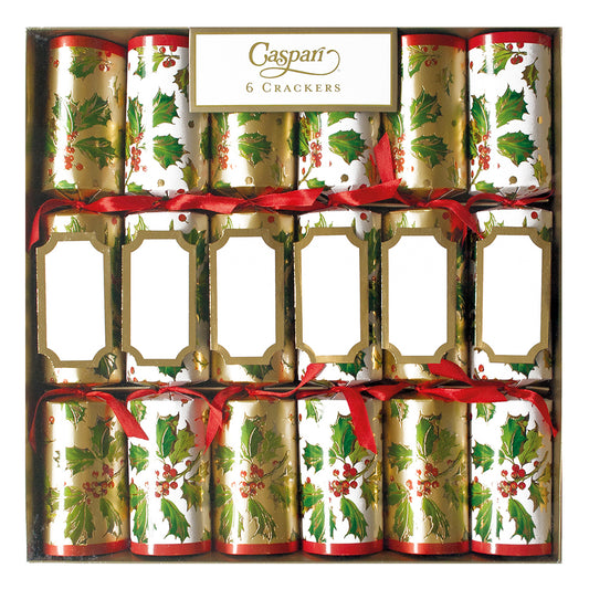 Caspari Christmas Crackers Gilded Holly by Pamela Gladding 6 x 12 inch Crackers