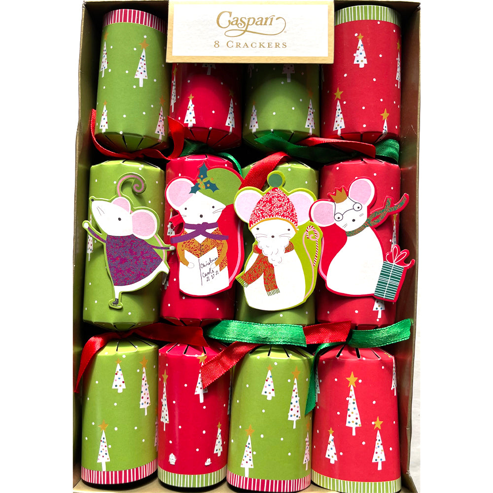 Caspari Crackers Simon Says Christmas Mice 8 x 10 inch crackers with pull back mice