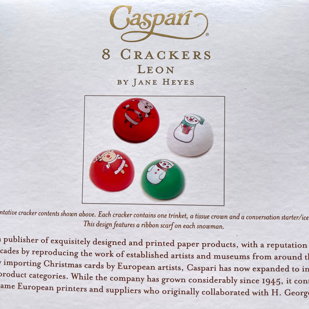 Caspari Crackers Leon Snowman Crackers 8 x 10 inch Crackers