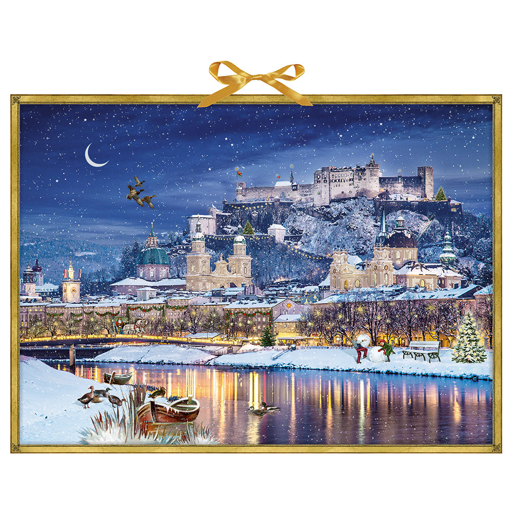 Winter Castle on the Rive Coppenrath Advent Calendar 52 x 38 cm Iridescent glitter / Ribbon