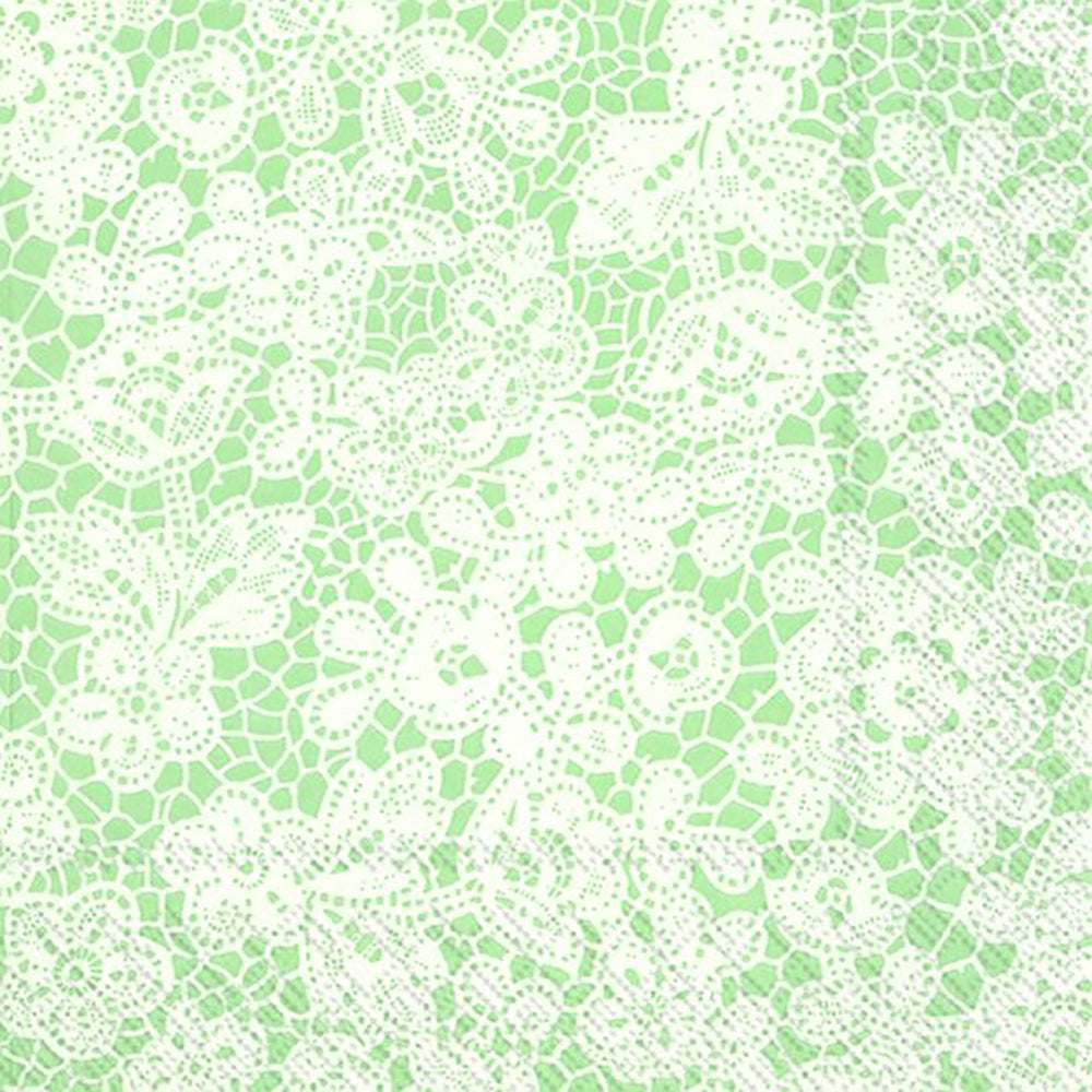 Pretty Lace Light Green IHR Paper Dinner Napkins 40 cm square 3 ply 20 pack