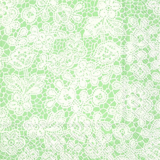 Pretty Lace Light Green IHR Paper Dinner Napkins 40 cm square 3 ply 20 pack