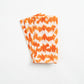 Modern Moiré Orange Caspari Set of 4 Hand Printed Indian Cotton Napkins 50 cm sq