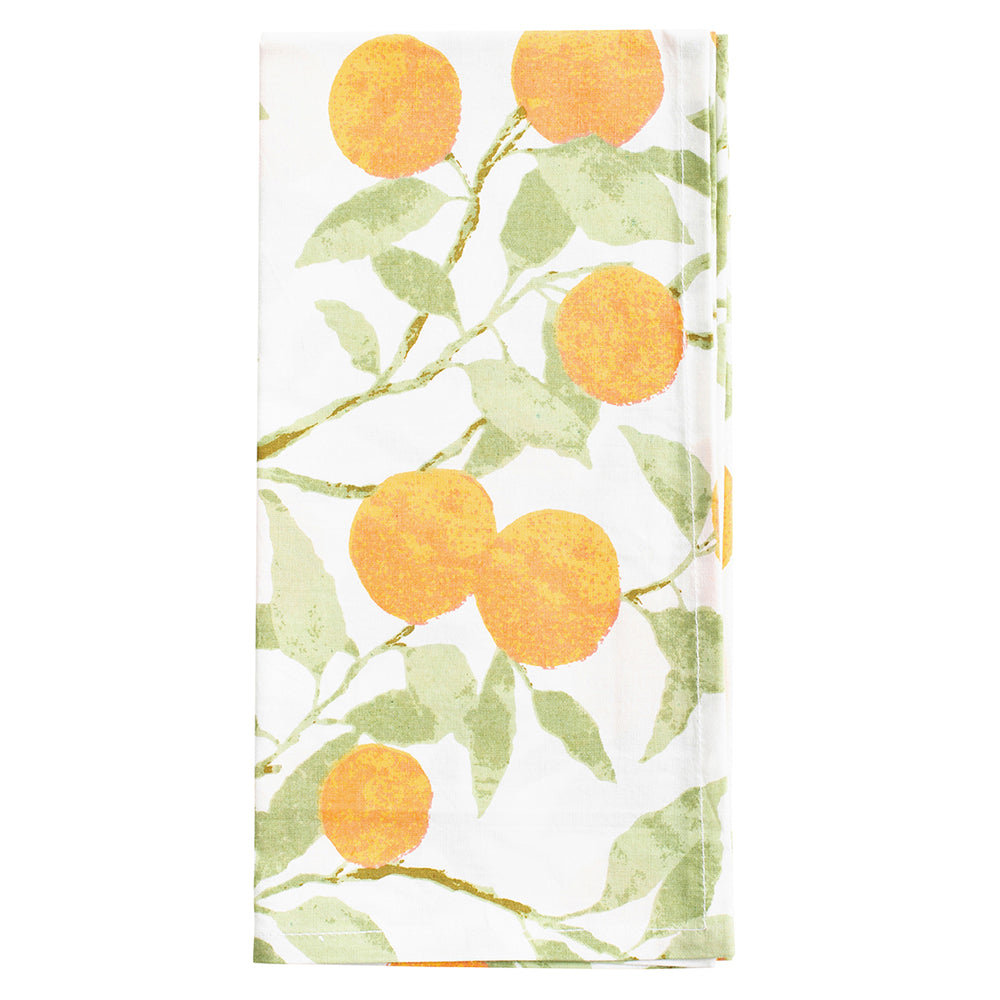 Orange Grove Caspari Caspari Set of 4 Hand Printed Indian Cotton Napkins 50 cm sq