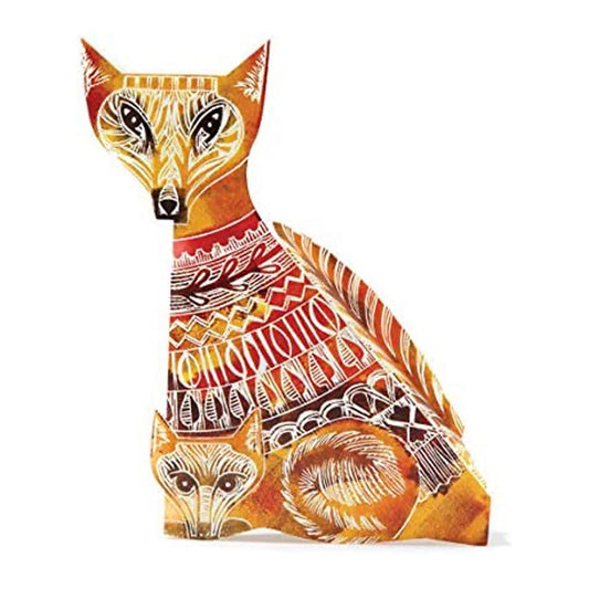 Fox and Cub 3D Sculptural Judy Lumley Greetings Card from Lino Cut Designs with envelope