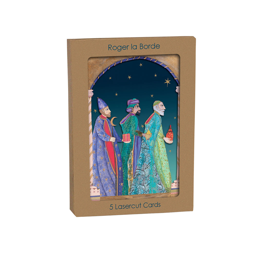 Three Kings Laser Cut Christmas Card 5 pack 170 x 120 mm  Roger la Borde in Kraft Box