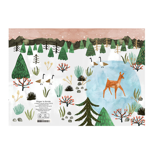 Deer on Ice Christmas Card Gold Foil + Env 170 mm x 120 mm Roger la Borde