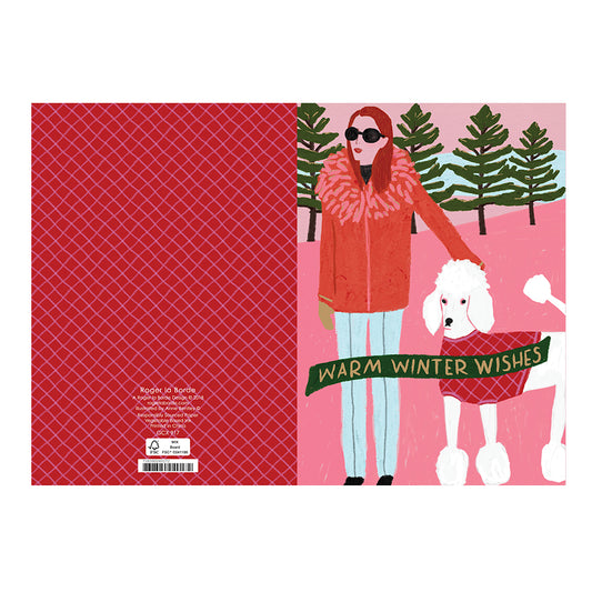 Winter Girl Poodle Christmas Christmas Card Gold Foil + Env 170 x 120mm Roger la Borde