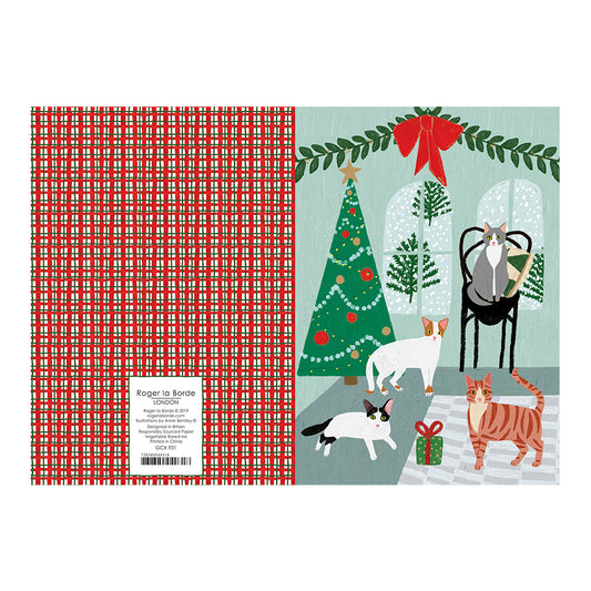 Fireside Cats Christmas Card Gold Foil + Env 170 x 120mm Roger la Borde