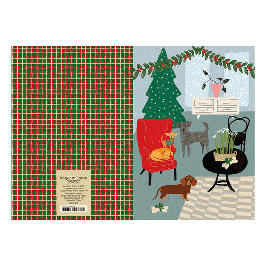 Fireside Dogs Christmas Card Gold Foil + Env 170 x 120mm Roger la Borde