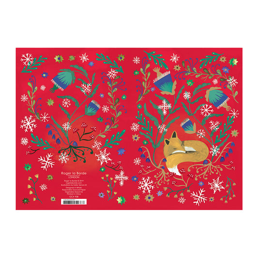 Sleepy Red Fox Christmas Card Gold Foil + Env 170 x 120mm Roger la Borde