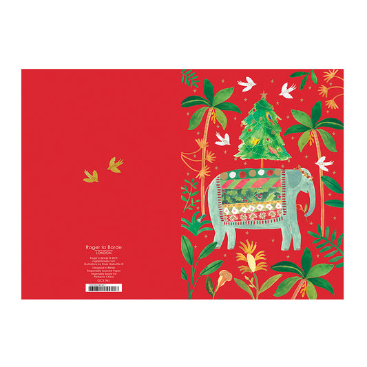 Enchanting Elephant Christmas Card Gold Foil + Env 170 x 120mm Roger la Borde