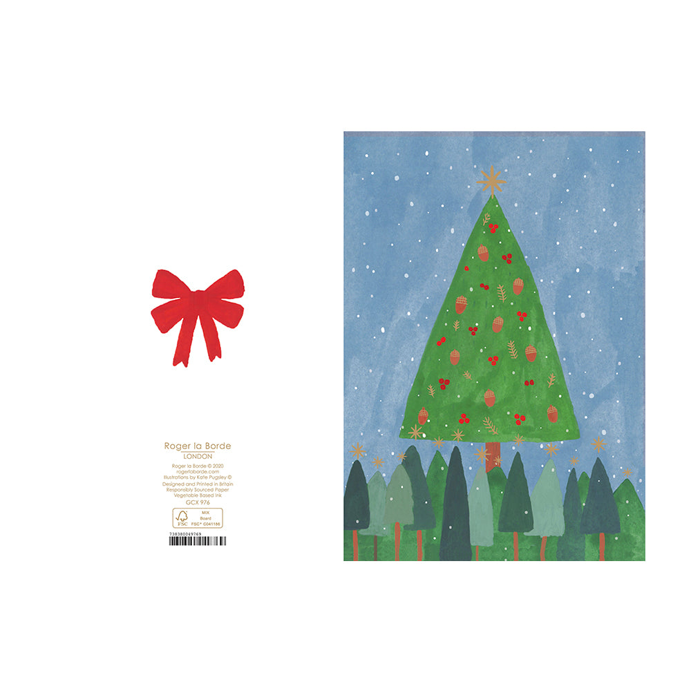 Christmas Tree Gold Foil Christmas Card 5 pack 170 x 120 mm Roger la Borde
