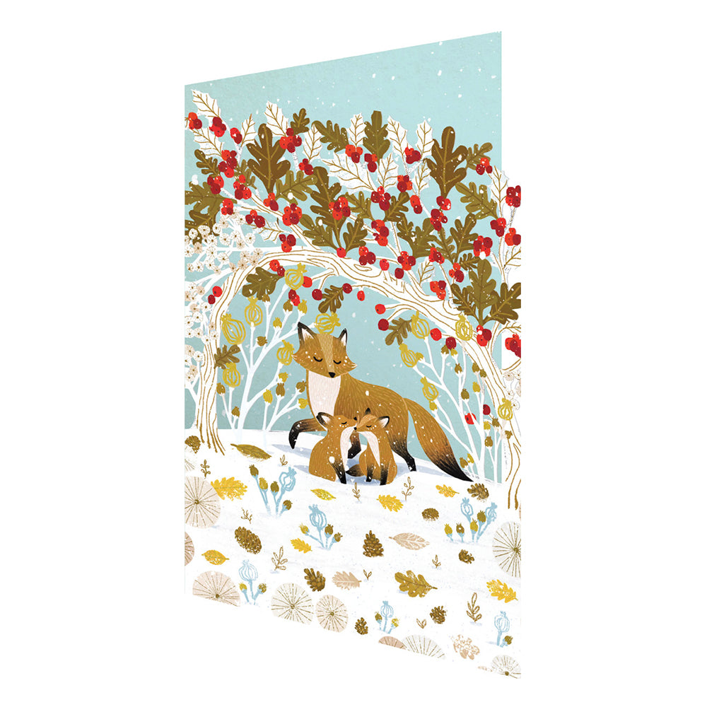 Paw Prints in the Snow Fox Laser Cut Christmas Card 5pk 170 x 120 mm  Roger la Borde