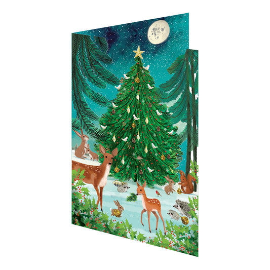 Deer and Tree Heart of the Forest Laser Cut Christmas Card 5pk 170 x 120 mm  Roger la Borde
