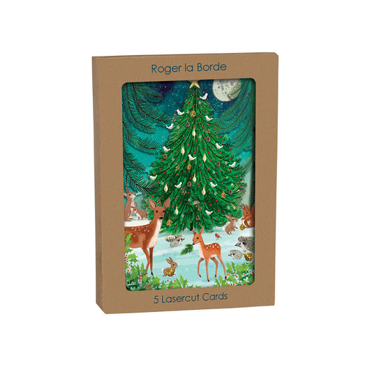 Deer Heart of the Forest Laser Cut Christmas Card 5 pack 170 x 120 mm  Roger la Borde in Kraft Box