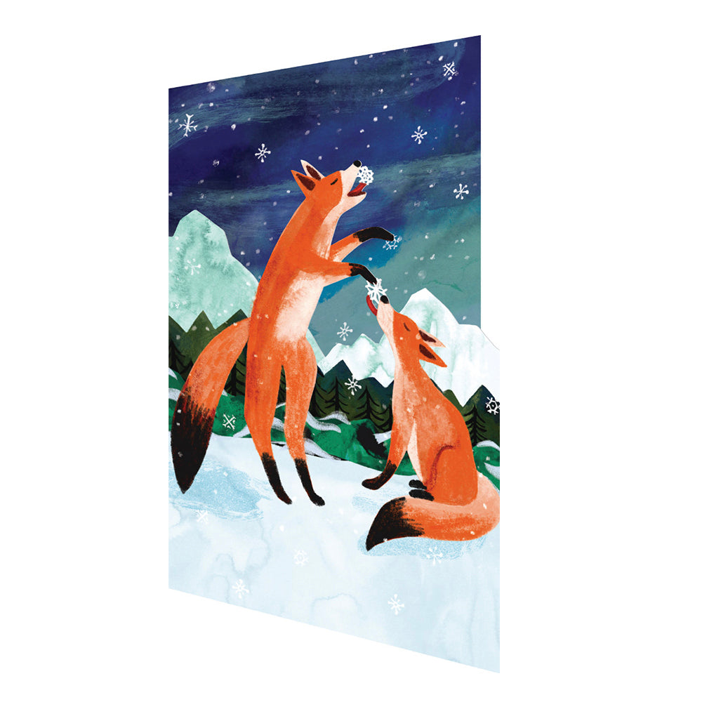Foxes Laser Cut Christmas Card 5pk 170 x 120 mm  Roger la Borde