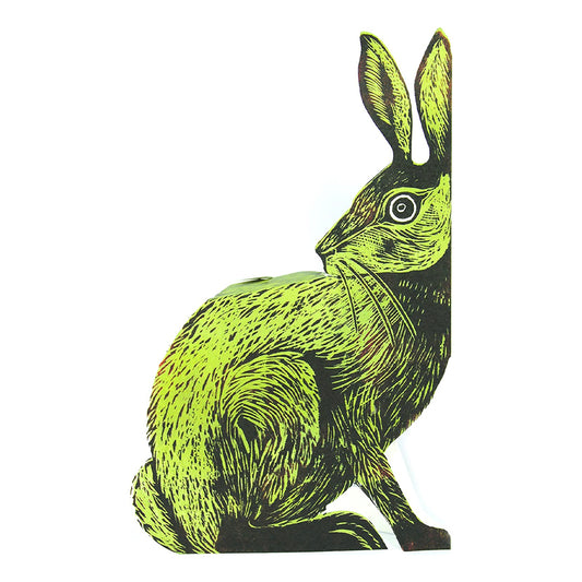 Earthen Hare 3D Sculptural Judy Lumley Greetings Card from Lino Cut Designs with envelope