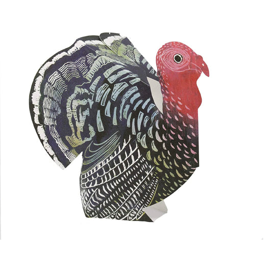 Norfolk Turkey 3D Sculptural Judy Lumley Greetings Card from Lino Cut Designs with envelope
