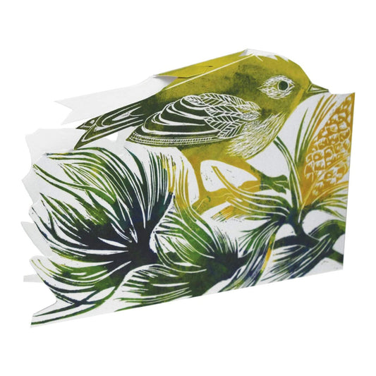 Gold Crest 3D Sculptural Judy Lumley Greetings Card from Lino Cut Designs with envelope