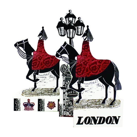 Horse Guards Trifold Judy Lumley Greetings Card from Lino Cut Designs with envelope