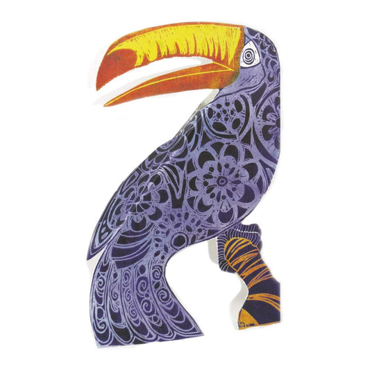 Toucan 3D Sculptural Judy Lumley Greetings Card from Lino Cut Designs with envelope