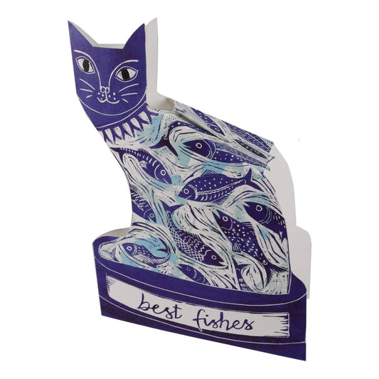 Best Fishes 3D Sculptural Judy Lumley Greetings Card from Lino Cut Designs with envelope