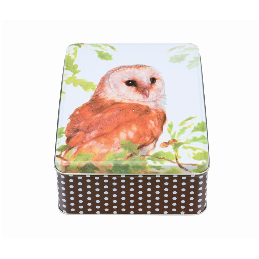 Jo Stockdale Owl Deep rectangular Tin 195 x 154 x 75mm