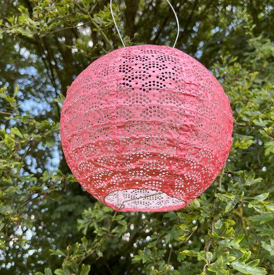 Solar Lantern - Pink Japanese Fan 20cm