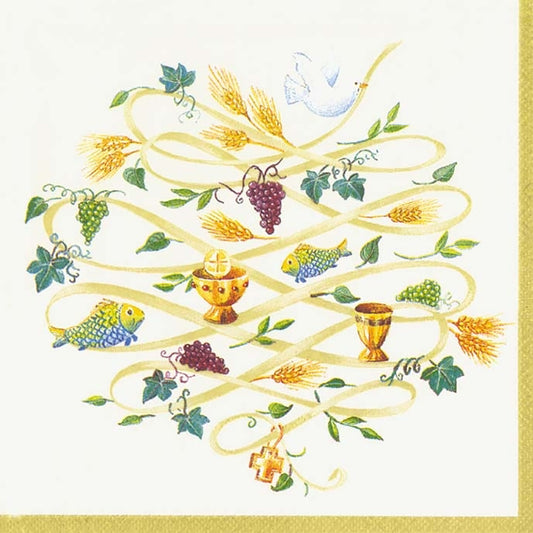 CEREMONY Gold Cream Grapes IHR Paper Lunch Napkins 33 cm sq 3 ply 20 pack