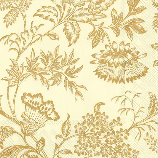 FLORENCE Cream Gold Floral Pattern IHR Paper Lunch Napkins 33 cm sq 3 ply 20 pack