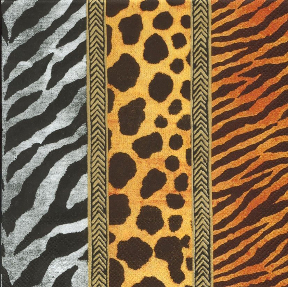 Animal Print Gold Zebra Tiger Leopard IHR Paper Lunch Napkins 33 cm sq 3 ply 20 pack