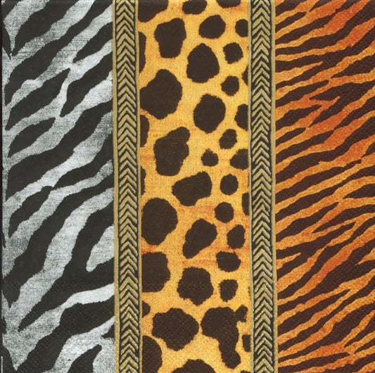 Animal Print Gold Zebra Tiger Leopard IHR Paper Lunch Napkins 33 cm sq 3 ply 20 pack