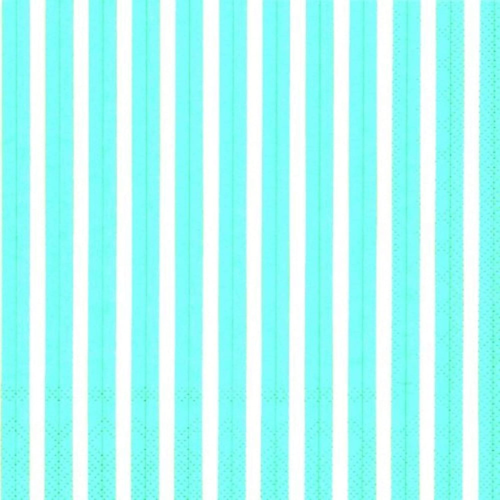 Stripes Again Turquoise White IHR Paper Lunch Napkins 33 cm sq 3 ply 20 pack