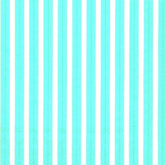 Stripes Again Turquoise White IHR Paper Lunch Napkins 33 cm sq 3 ply 20 pack