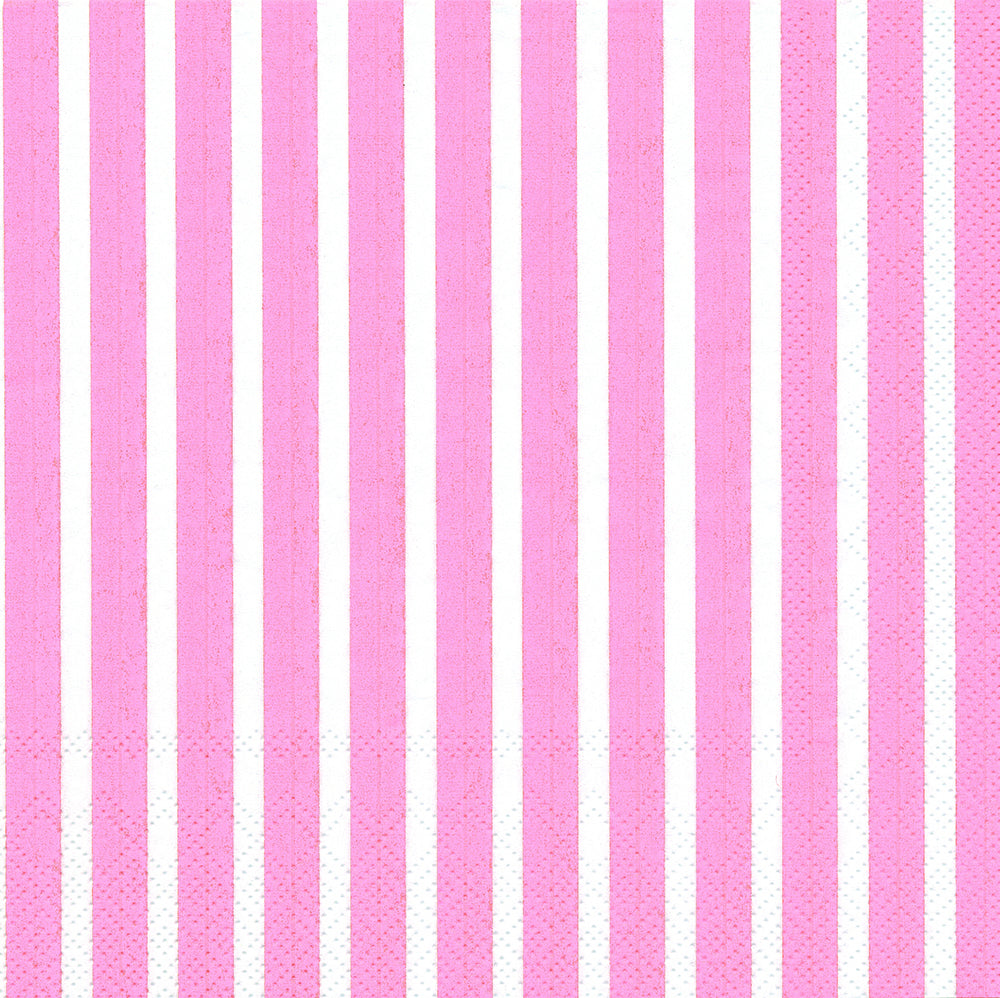 Stripes Again Rose White IHR Paper Lunch Napkins 33 cm sq 3 ply 20 pack