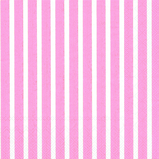 Stripes Again Rose White IHR Paper Lunch Napkins 33 cm sq 3 ply 20 pack