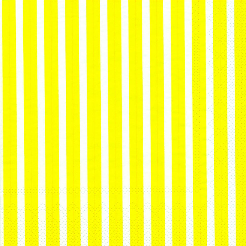 Stripes Again Yellow White IHR Paper Lunch Napkins 33 cm sq 3 ply 20 pack