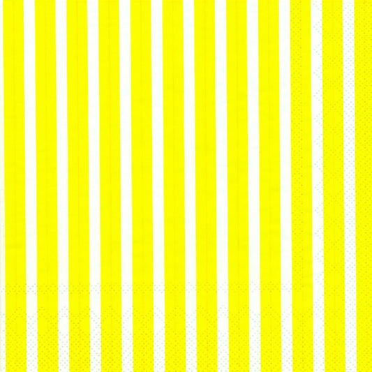 Stripes Again Yellow White IHR Paper Lunch Napkins 33 cm sq 3 ply 20 pack