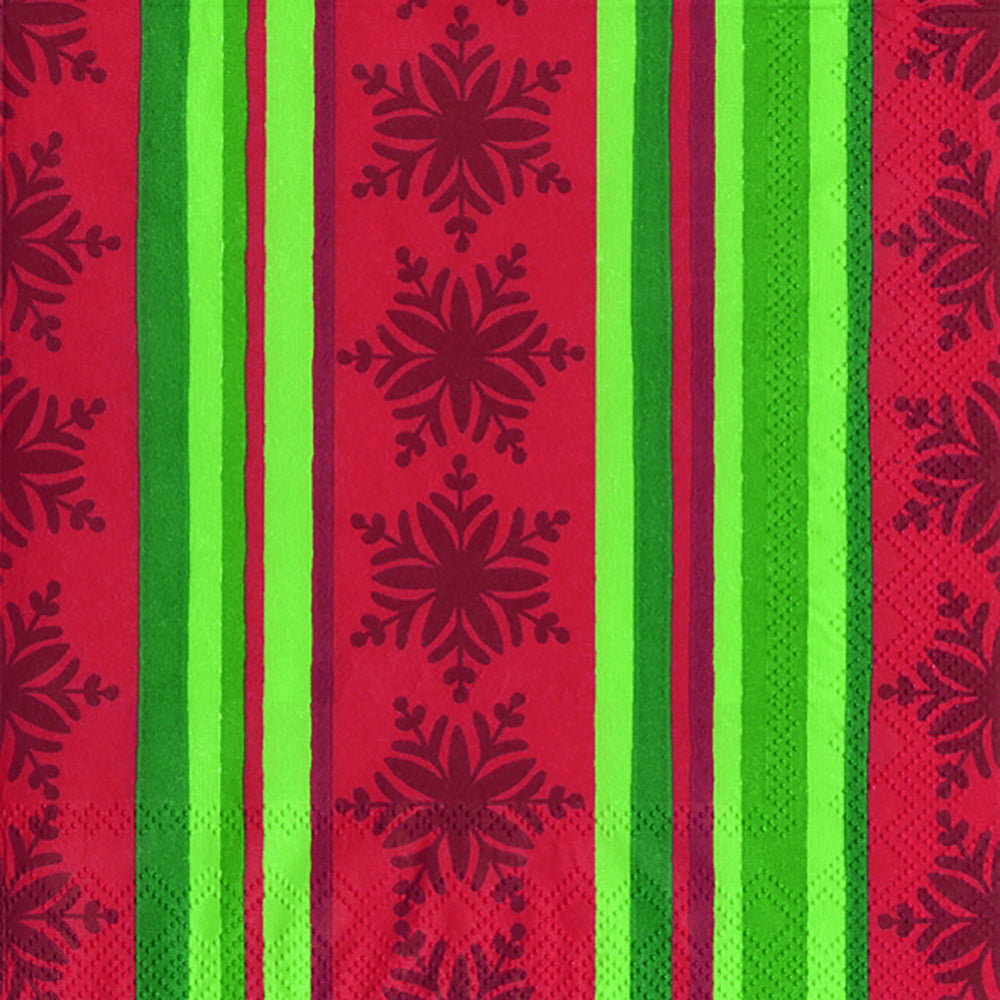 Winter Magic Red Green Snowflake Patterned IHR Paper Lunch Napkins 33 cm sq 3 ply 20 pack