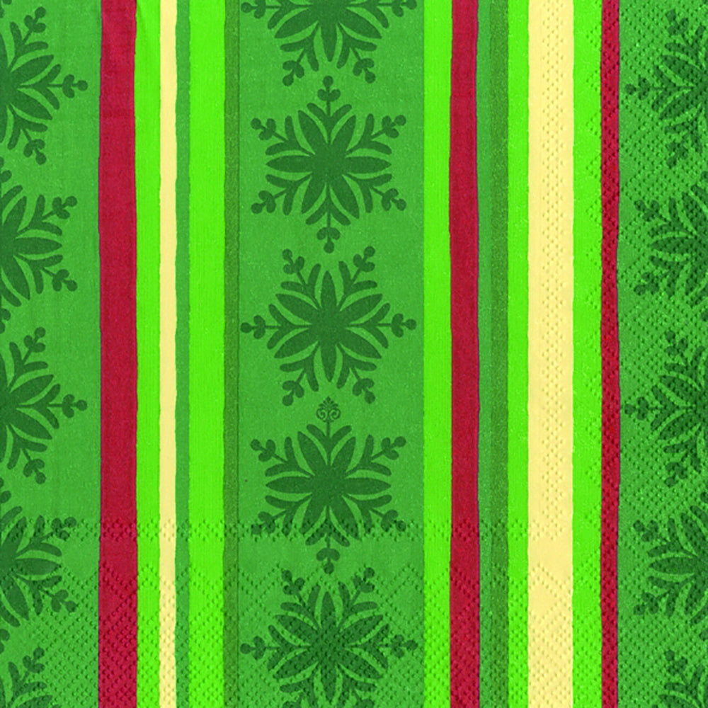 Winter Magic Green Red Snowflake Patterned IHR Paper Lunch Napkins 33 cm sq 3 ply 20 pack