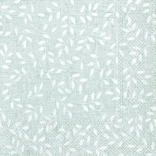 FOLIA Silver White Leaves Patterned IHR Paper Lunch Napkins 33 cm sq 3 ply 20 pack