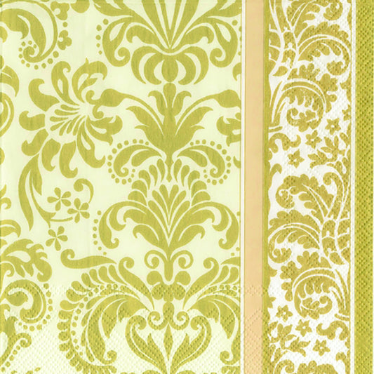 VELVET Cream Gold Floral Patterned IHR Paper Lunch Napkins 33 cm sq 3 ply 20 pack