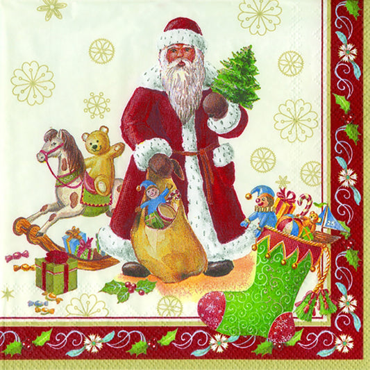 V & B Toy‘s Specials Fantasy Cream Red Christmas IHR Paper Lunch Napkins 33 cm sq 3 ply 20 pack
