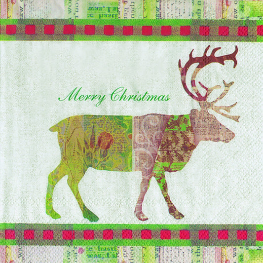 Santa's Best Green Reindeer Christmas IHR Paper Lunch Napkins 33 cm sq 3 ply 20 pack