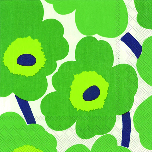 Marimekko UNIKKO Green Big Flowers IHR Paper Lunch Napkins 33 cm sq 3 ply 20 pack