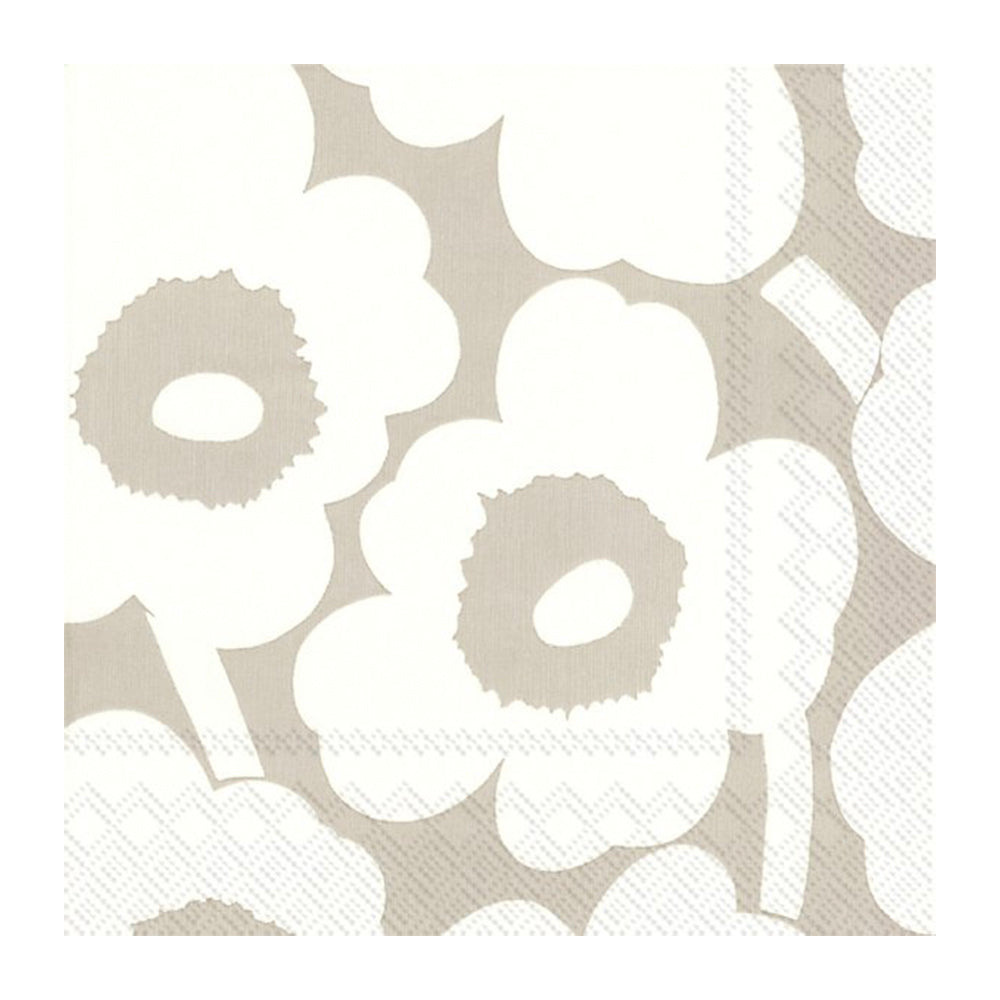 Marimekko Unikko Linen Cream Flowers IHR Paper Lunch Napkins 33 cm sq 3 ply 20 pack