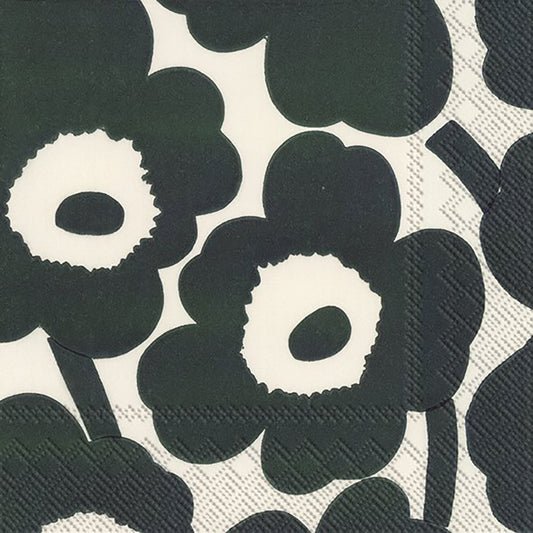 Marimekko Unikko Cream Green Big Flowers IHR Paper Lunch Napkins 33 cm sq 3 ply 20 pack